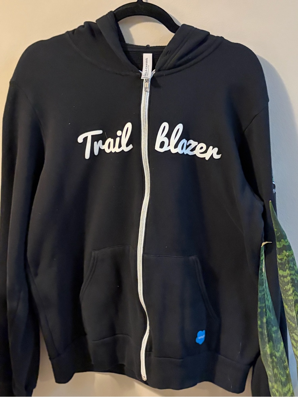 Bella Canvas Black Kids Zip Hoodie with White Script